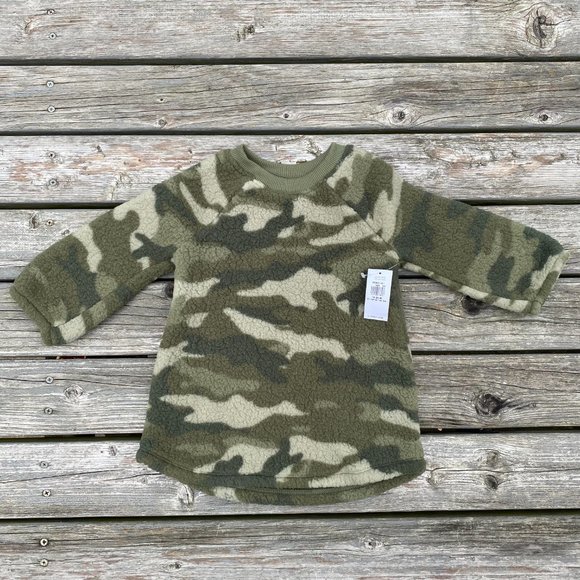 Old Navy Olive Camouflage Crew-Neck Sherpa Dress - Picture 1 of 11
